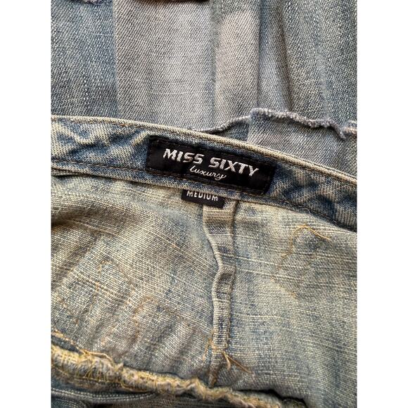 Vintage Y2K Miss Sixty Micro Mini Denim Skirt | Sequin Graphic | 28" - Picture 12 of 12